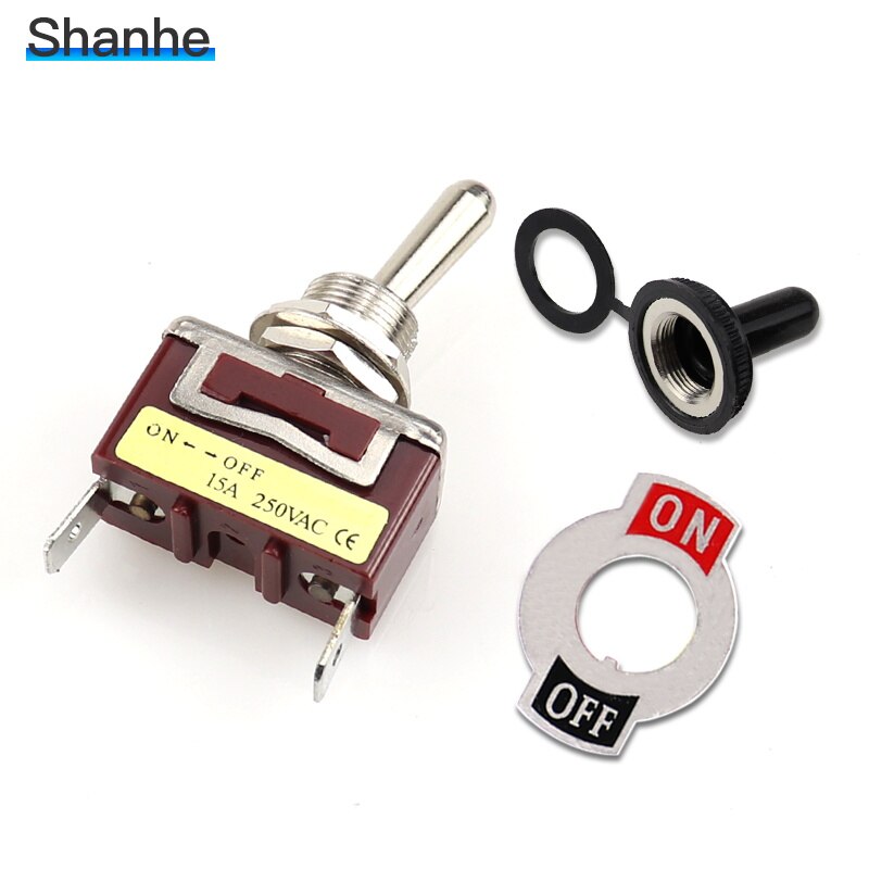 12mm Momentary toggle switch 2PINS single side spring return with waterproof cover