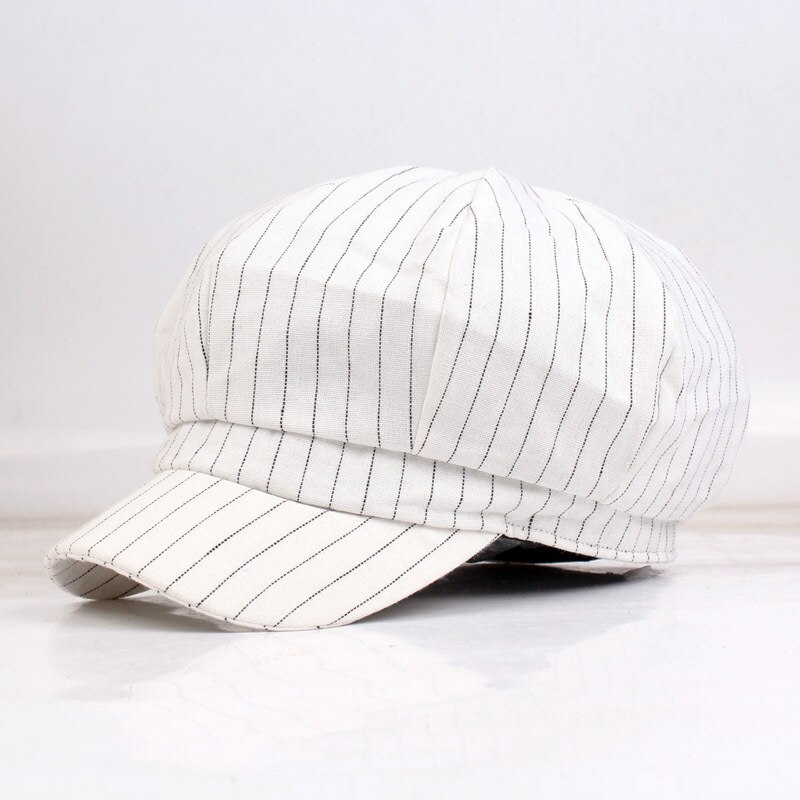 Unisex Newsboy Caps Men Women Cotton Octagonal Hat Retro Flat Caps Chapeau Chic Travel Hats: white