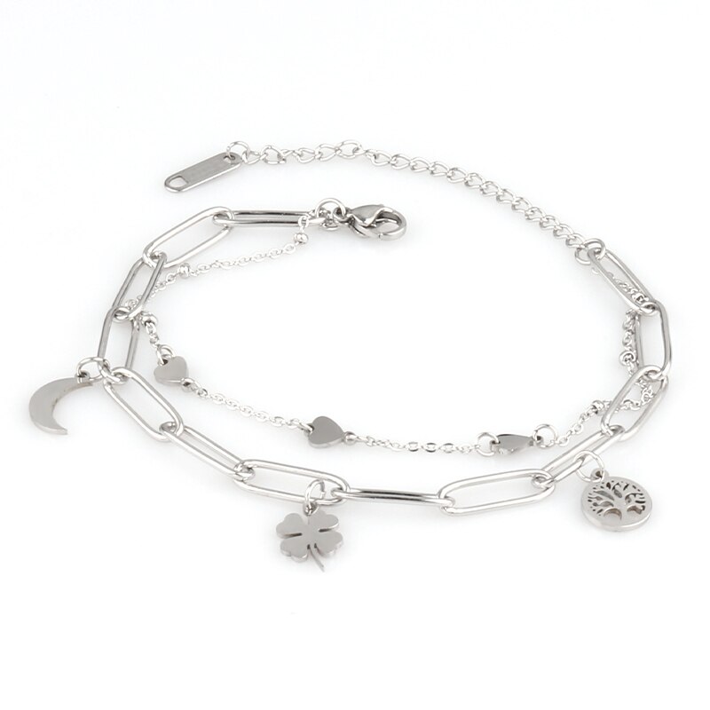 punk charm bracelet handcuffs bracelet lock bracelet pendant thick chain bracelet for women stainless steel bracelet: 0239-S