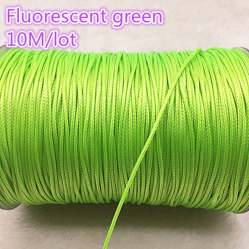 10M Durchmesser 1,0mm Gewachste Baumwolle Schnur Gewachst Gewinde Schnur String Strap Halskette Seil Bead Für Schmuck Machen DIY armband: 09Fluorescent green