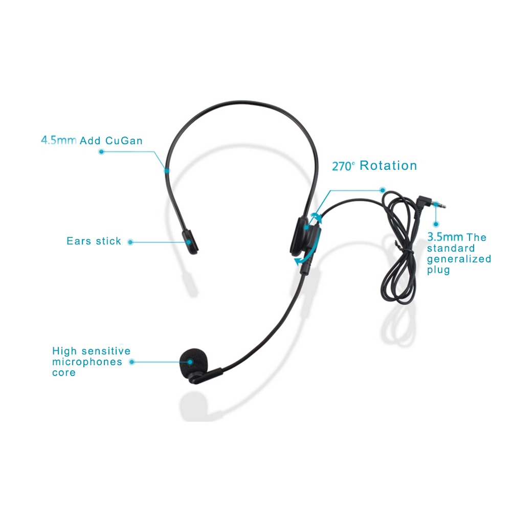 Cable Head-mounted Headset Microphone Flexible Wired Boom Amplifie Condenser Microphones Earphone Accessories