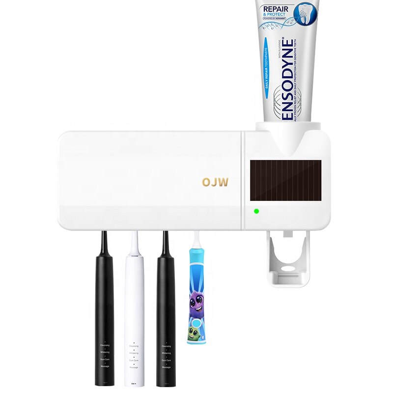 UV Sanitizer Toothbrush Sterilizer With Automatic Toothpaste Dispenser Kill 99.9% Germs Atibacteria UV Cleaner Toothbrush Holder