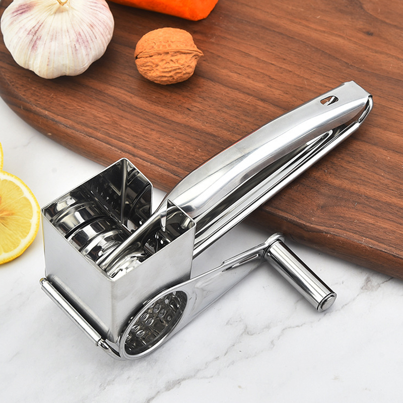 Holaroom Rotary Cheese Grater 4 Drums Blades Cheese Cutter Stainless Steel Cheese Slicer Shredder Butter Cutter Kitchen Gadgets