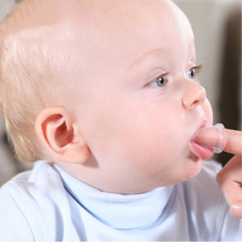 Finger baby tandbørste nyfødte børn baby sikkerhed blød silikone baby biter med blød baby tand rengøringsmateriel