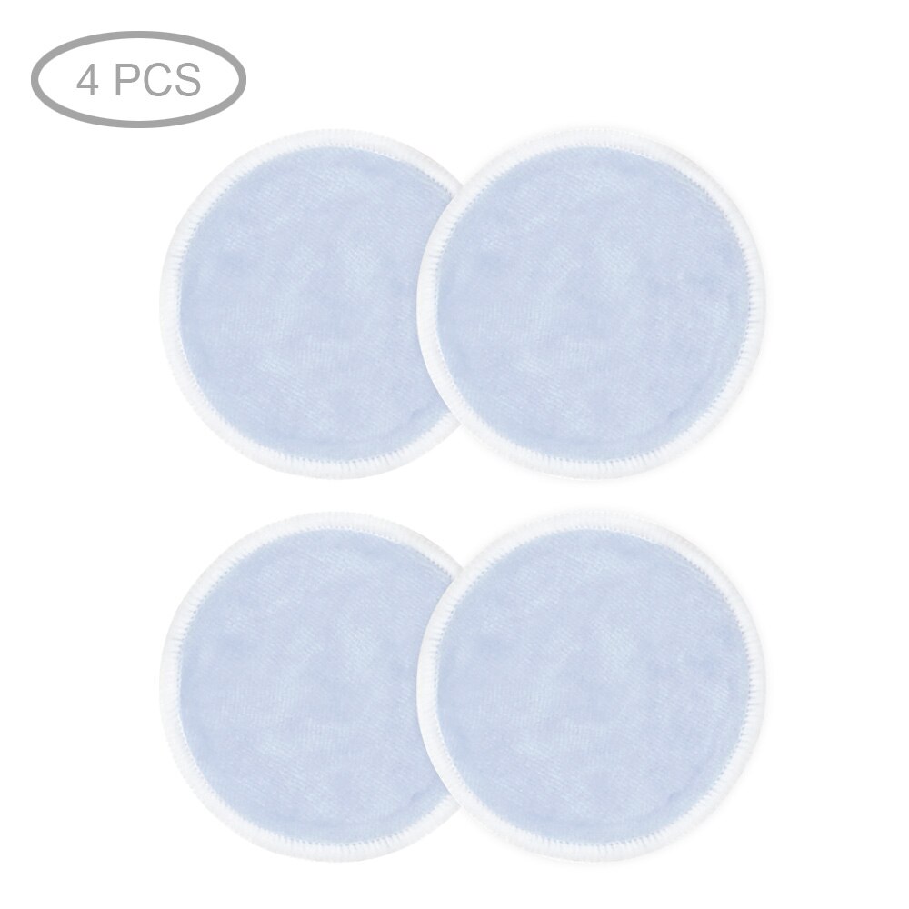 Toallitas limpiadoras reutilizables de algodón para maquillaje, desmaquillantes, lavables, de tres capas, de bambú suave con bolsa de lavandería de malla, herramienta de maquillaje: 4pcs Blue
