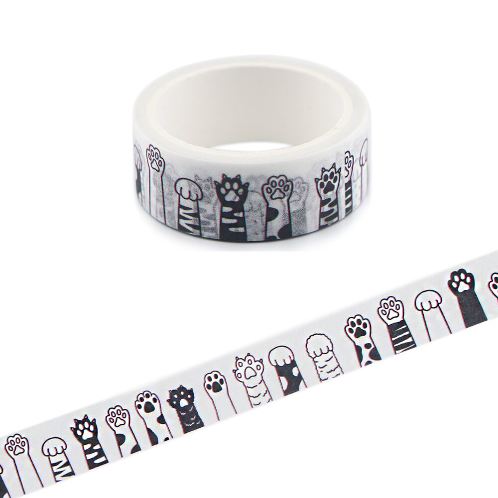 Cinta adhesiva con huellas de perro y gato, cinta Washi de dibujos animados, para álbum de recortes, , R835: 2