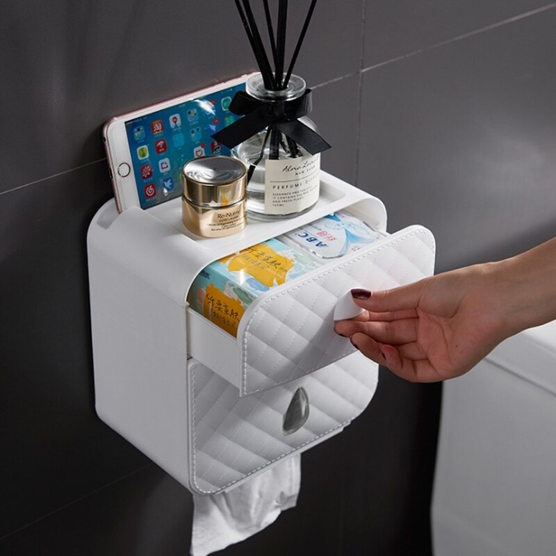 Vandtæt multifunktionel toiletpapirholder vægmonteret toiletpapirkasse toiletpapirholder toiletpapir opbevaringsboks