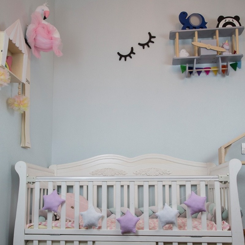 Cunas colgantes de tela de estilo nórdico para bebé, banderín para decoración de cama de niño, accesorios de cunas de 5 estrellas, sonajero para tienda de campaña, 1,5 M