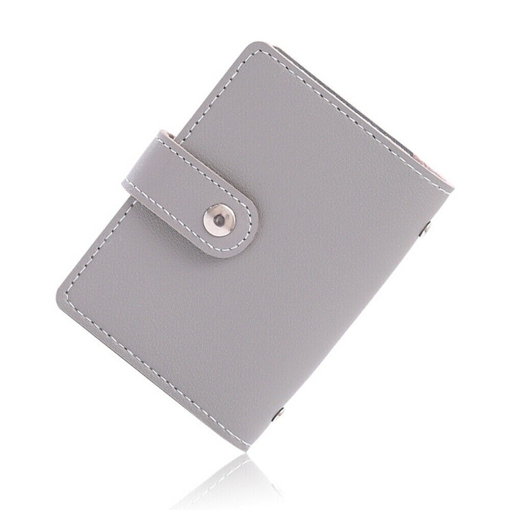 Mode Pu Lederen Kaart Pakket Functie Vrouwen 26 Kaarten Slanke Id Credit Goedkope Business Card Holder Pocket Case Purse portemonnee: Grijs