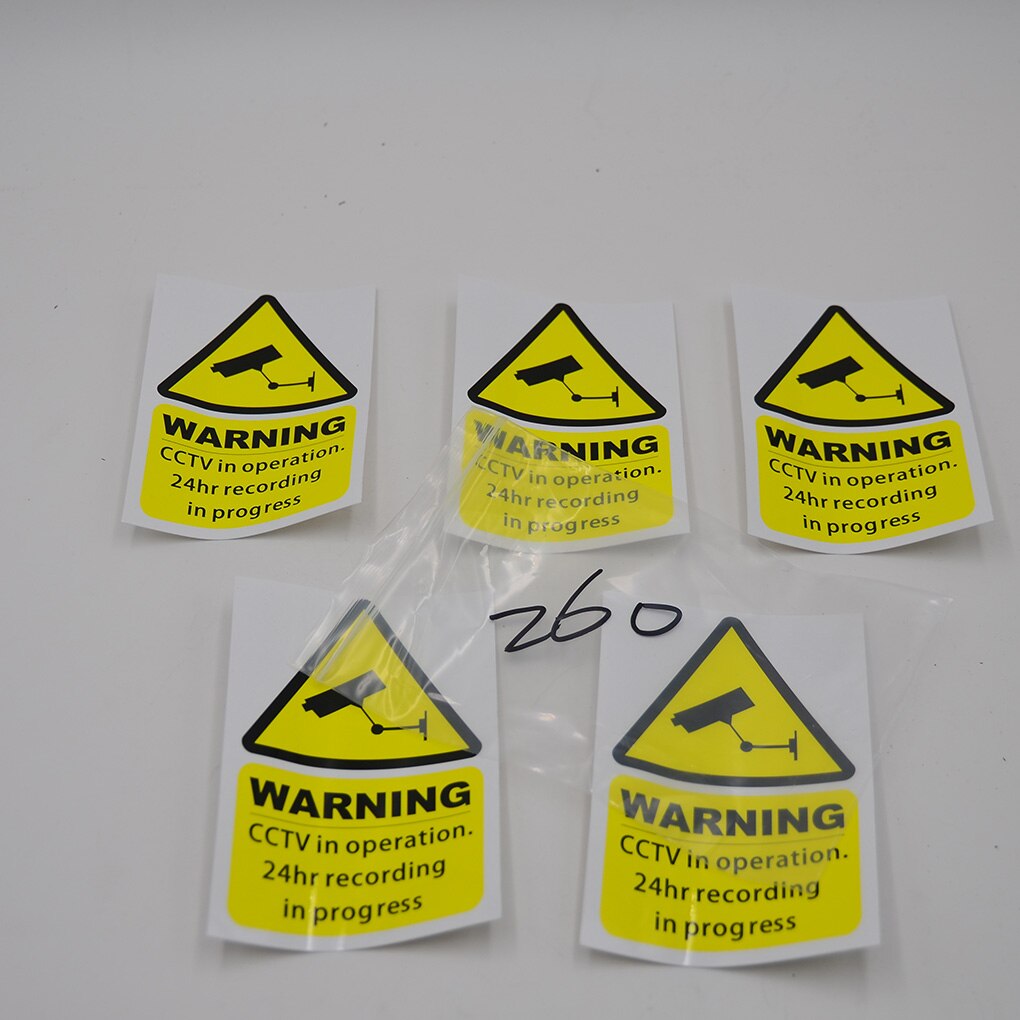 5PCS/Set CCTV In Operation Video Surveillance Security Alarm Decal Window Warning Sticker Mark Signs Car Styling