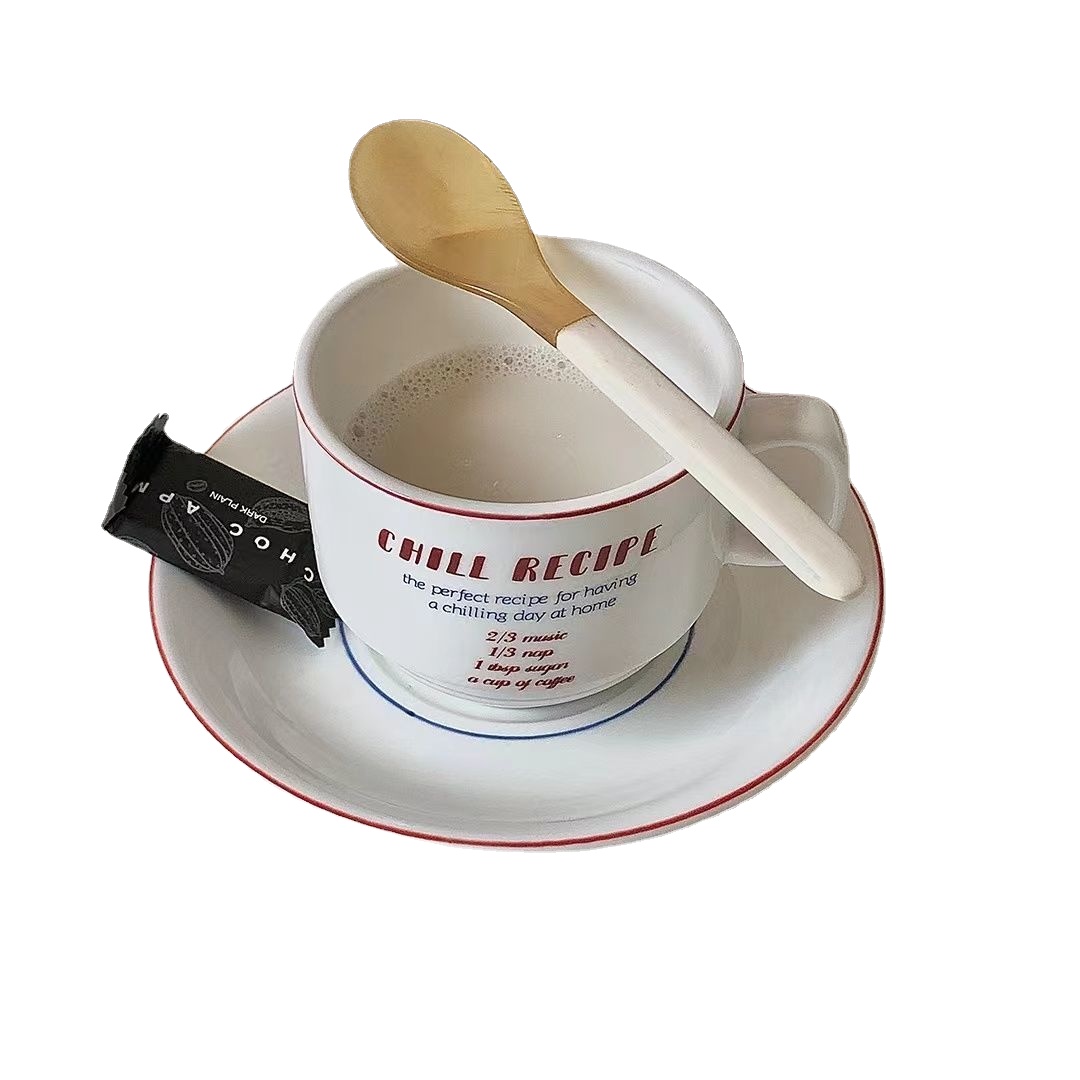 English Line Ceramic Tableware Set Red Blue Color Matching Homemade French Style Breakfast Fish Plate Coffee Cup Plate: light green