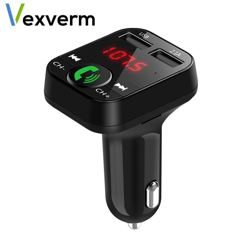 Vexverm Auto Draadloze Bluetooth Fm-zender Handsfree Car Kit Fm-zender Lcd MP3 Speler Usb Charger