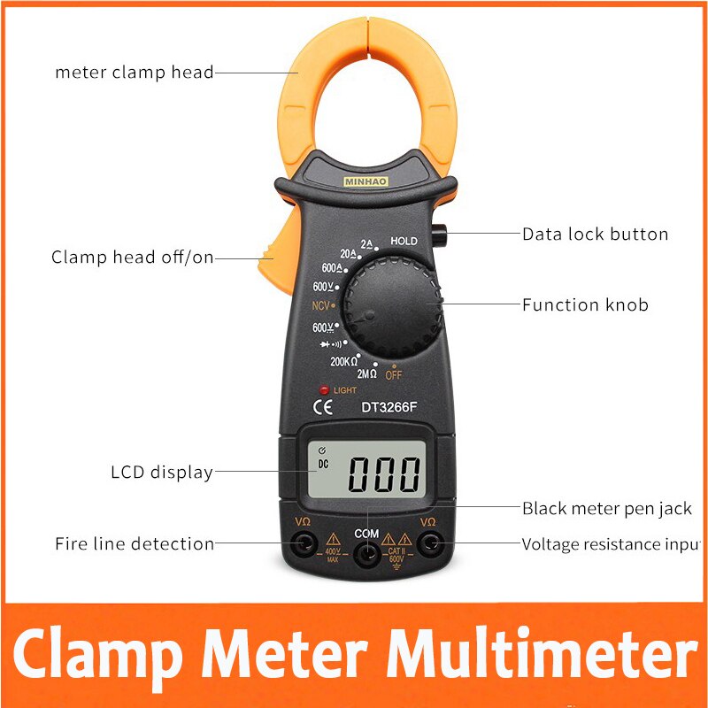 Digital Amper Clamp Meter Multimeter NCV Current Clamp Pincers Voltmeter Ammeter 600A AC/DC Ohm Current Voltage Tester