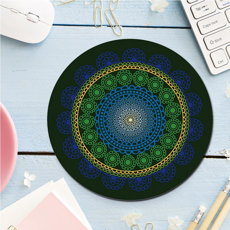 Computer Mat Mouse Pad Rubber Thickening Non-slip Pattern Round Mouse Pad Art Mice Mat For Computer Laptop: Style 1