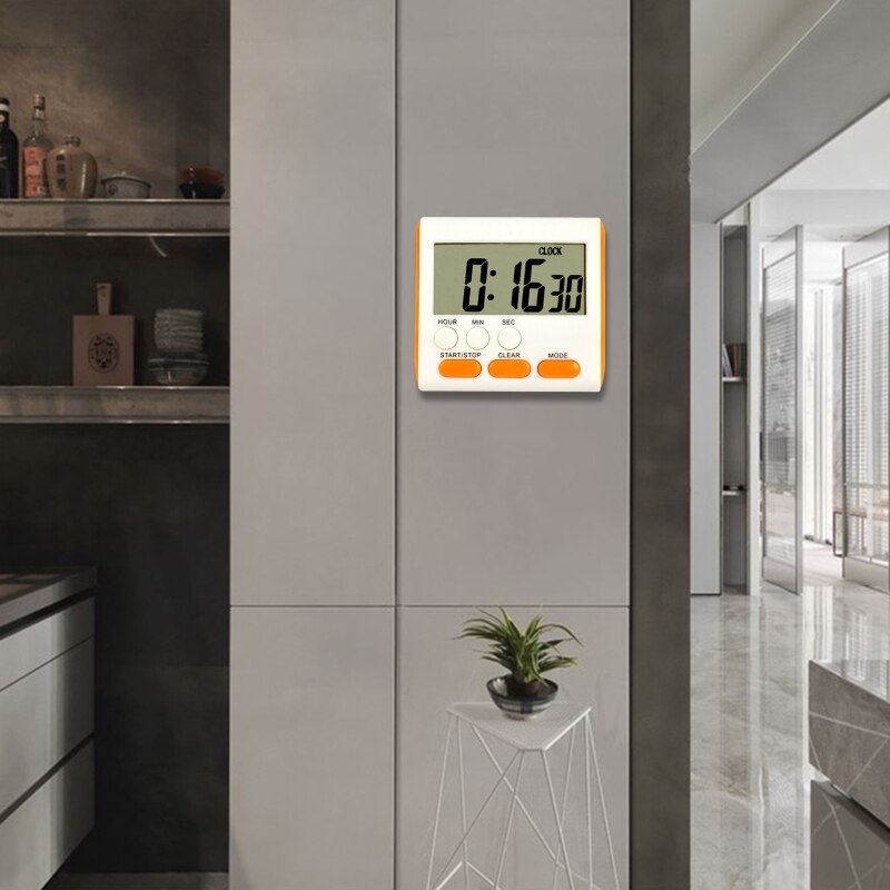 Multi-Function Electronic Timer Magnet Digital Timers Big LCD Display Count Up Countdown Timer for Break Time Cooking
