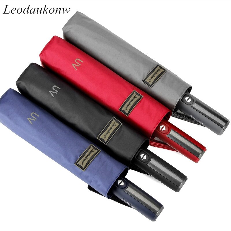 Leodauknow Premium Waterproof And Windproof Umbrella Car Umbrella Three Fold Umbrella Fully Automatic Men's and Women's Umbrella