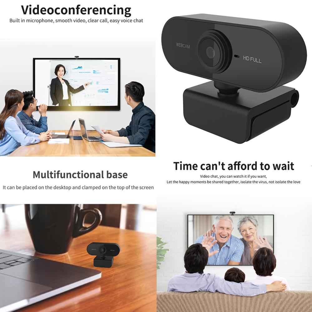 1080P HD Webcam Mini Computer PC Web Camera with Microphone Rotatable webcameras for Live Broadcast Video Calling Conference