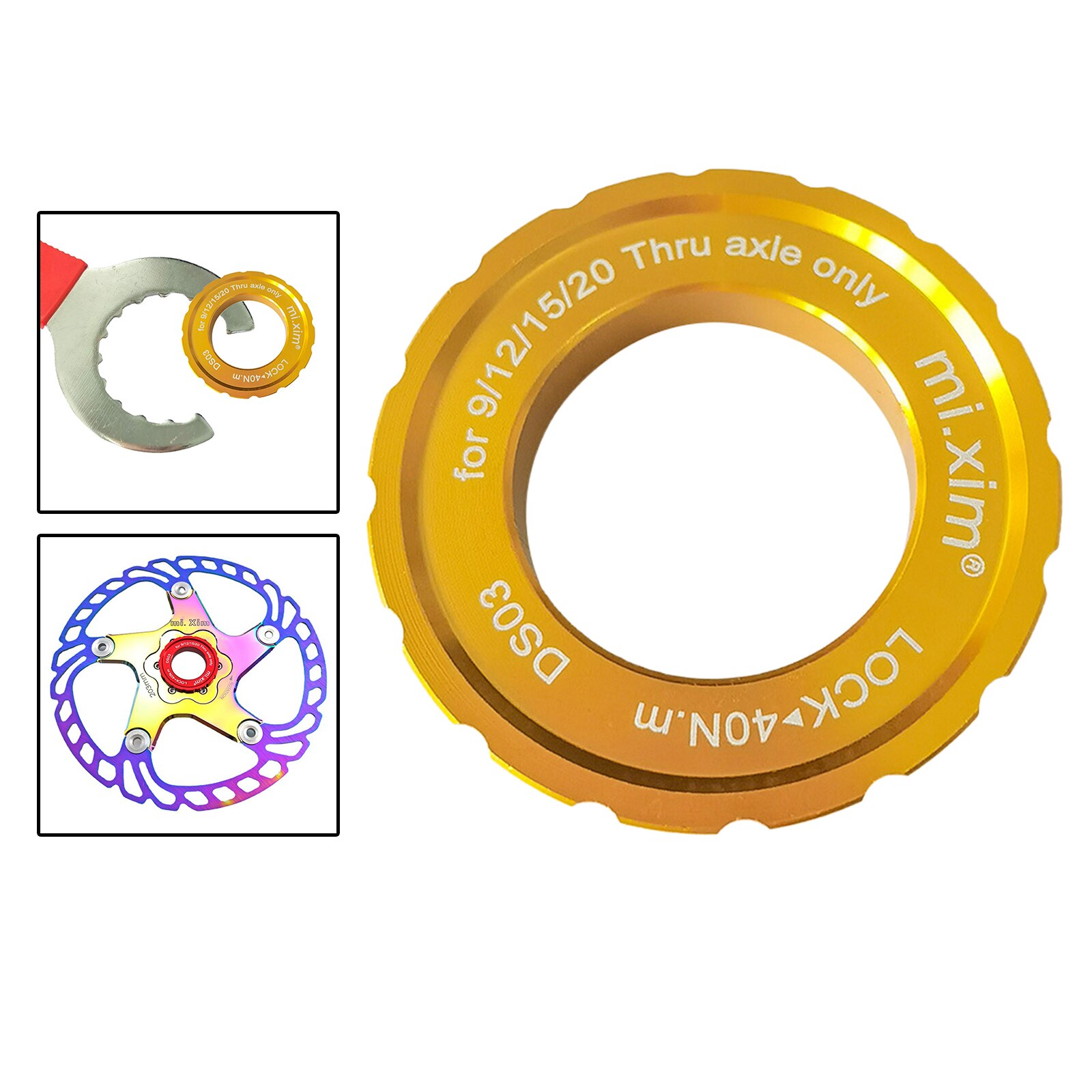 Bike Centerlock Schijfrem Om 6 Bolt Lockring Vat As Lock Schroef Cover Ring Adapter Shaft Rvs: Golden