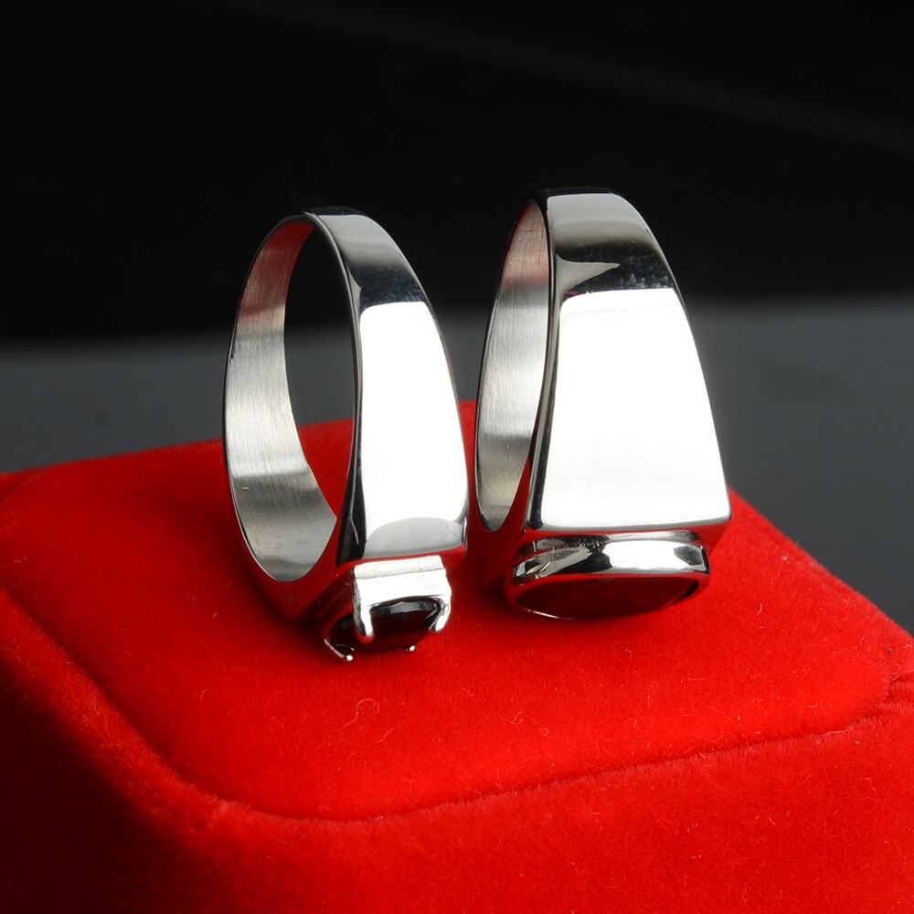 316L Edelstahl Mit Schwarz Zirkonia Stein Weiß Silber Farbe Engagement Hochzeit Ringe einstellen Für Frauen Mann