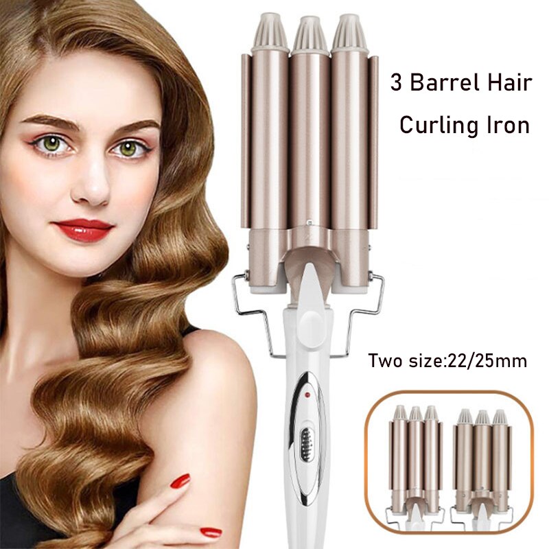 3 barriles de utensilios peluquería rizador de cerámica Triple barril de pelo Styler herramienta de cera de pelo rizadores de pelo eléctrico rizador