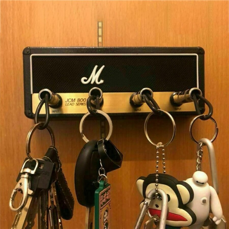 Portallaves de pared para el hogar, soporte para llaves, amplificador de guitarra, soporte de caja colgante, rock: Black