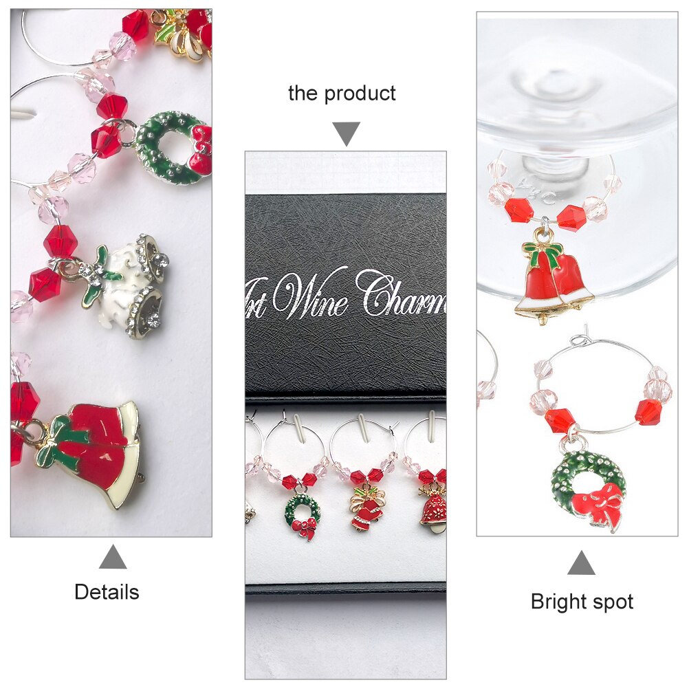 6 pièces Tasse Bague Cloche De Noël Verre À Vin Style Décor Fête Coupe En Verre De Vin Étiquette Joli Vin Bague En Verre Verre À Vin Coupe Bague De Marquage