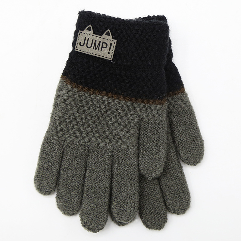 Herbst Winter Weiche Gestrickte Baby Handschuhe Warme freundlicher Handschuhe Karikaturen freundlicher Handschuhe Reine Nähte Handschuhe Zubehör 5-7 jahre: dunkel grau