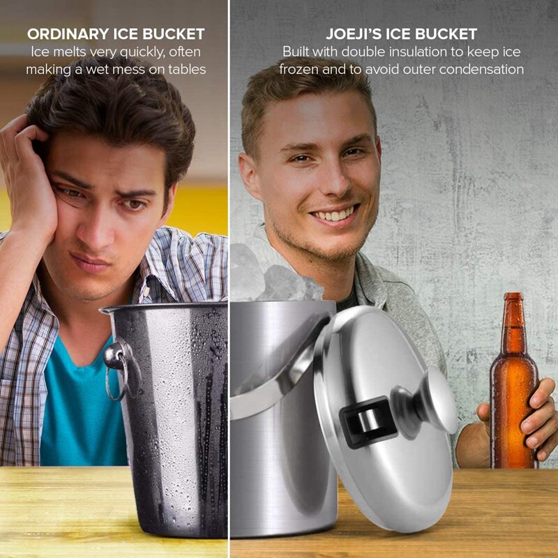 Ice Bucket 1.3L For Cold Drinks, Insulated Bucket With Lid Drinks Cooler, Bucket, Luxury Wine Cooler Great For Parties
