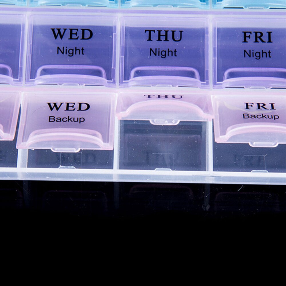 Ugentlig 7 dage 4 række 28 firkanter tablet pilleæske holder medicin opbevaring organisator beholderkasse