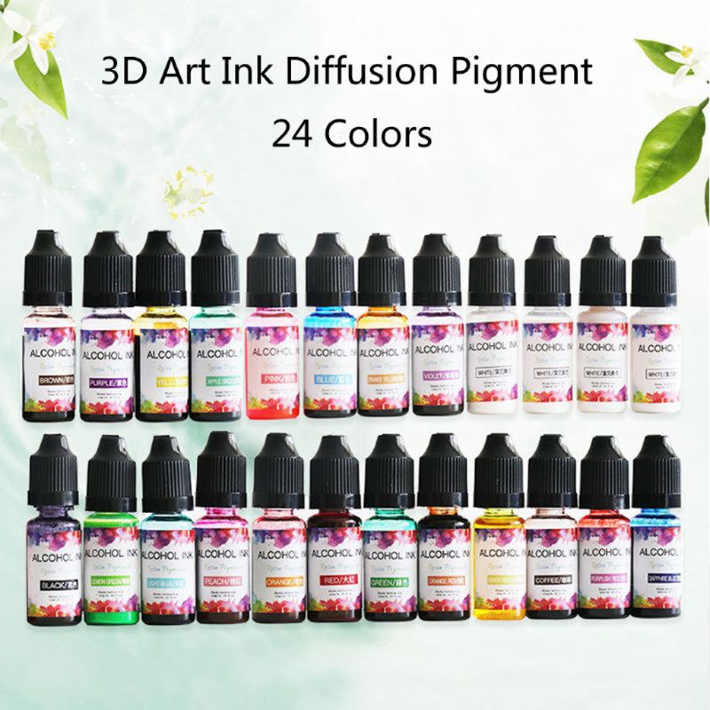 14 Colors 10ML Art Ink Alcohol Resin Pigment Kit Liquid Resin Colorant Dye Ink Diffusion UV Epoxy Resin Jewelry Making