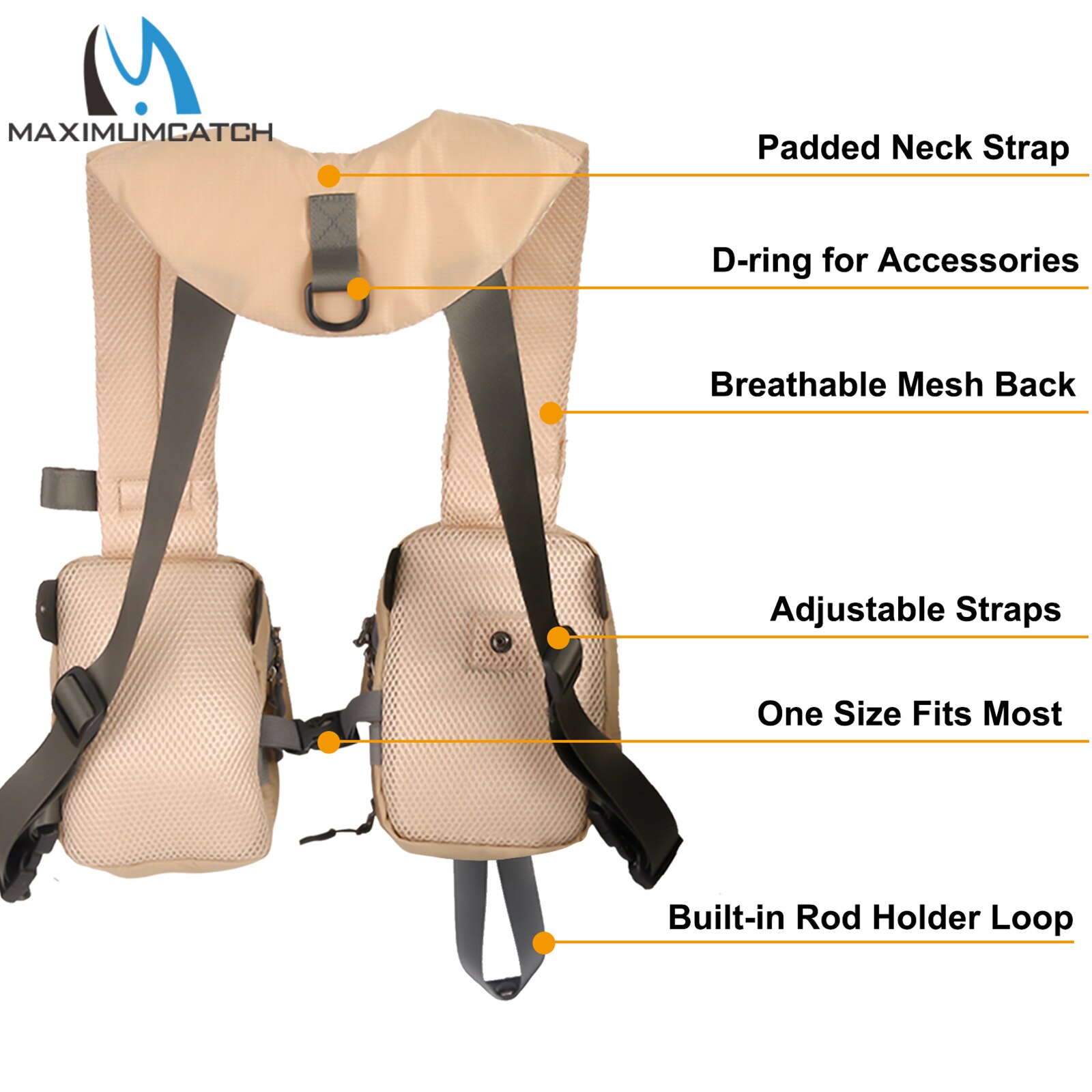 Maximumcatch Compact Fly Fishing Chest Pack Light Weight Adjustable Fishing Vest for Men Women Outdoor