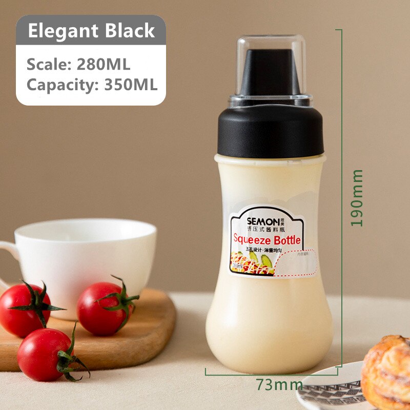 350ml saus klem flaske fem skrog plast ketchup flaske kjøkken krydder olivenolje flasker saus honning dispenser beholder: elegant svart