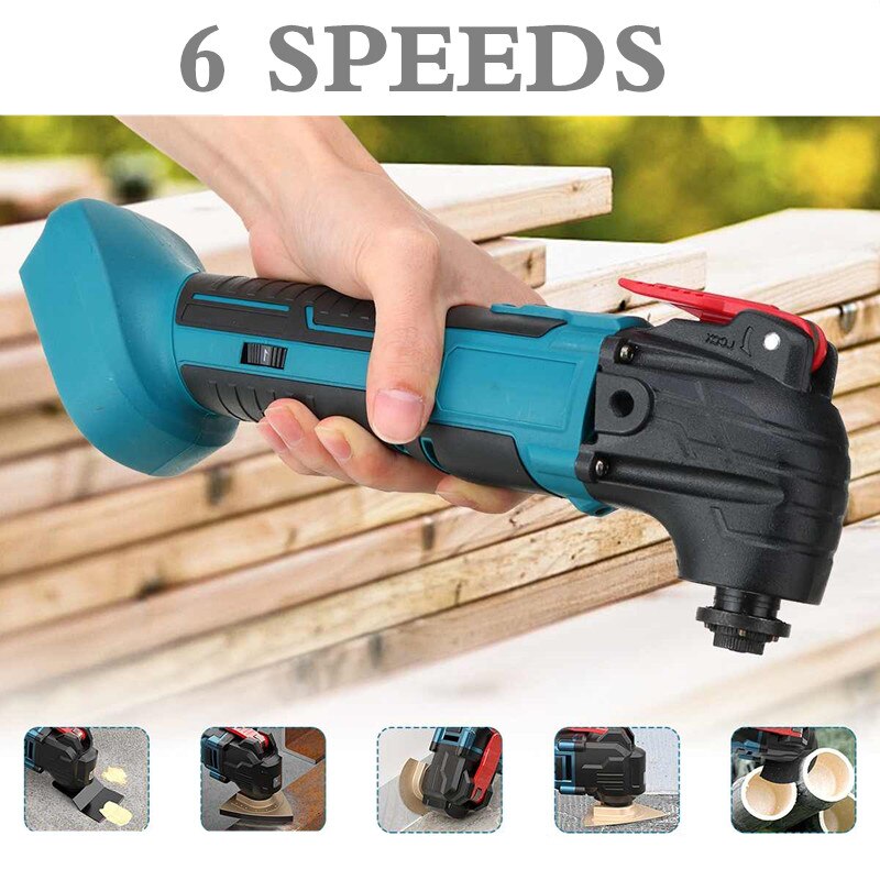 6 Speeds Adjustable Cordless Oscillating Multi Tool Variable Speed Renovator Woodworking Tool For 18V Makita Battery 20000 RPM