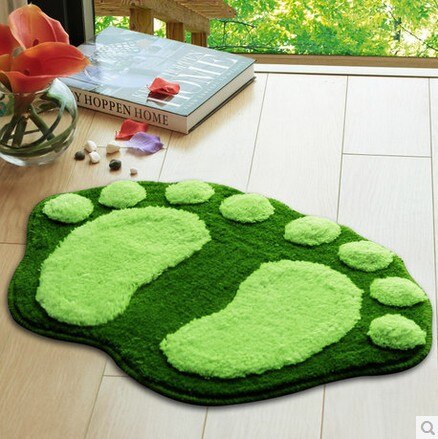 Tapete para puerta de baño con huellas de Pies Grandes, alfombrillas para pies, alfombra para el hogar,: green