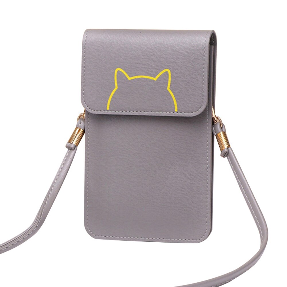 Damplånbok beröringsskärm pu-läderbytesväska kvinnor crossbody mobiltelefonpåse plånbok portefeuille femme: Grå