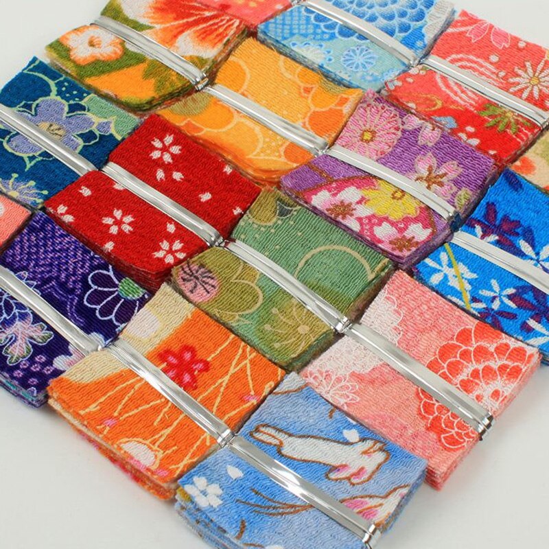 Japansk blomstret stof polyester rynkestof til kvinders hårtilbehør 4*4cm/ stk 10 stk/parti  p65