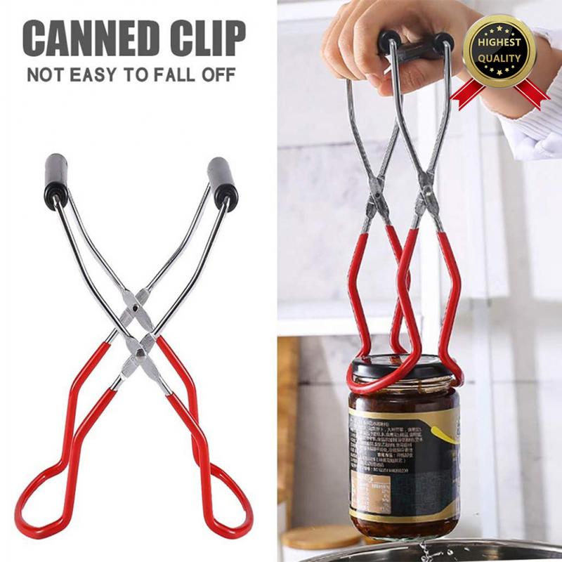 Inblikken Pot Lifter Met Grip Handvat Roestvrij Staal Kan Lifter Tang Jar Clip Hittebestendigheid Anti-Clip Mason Jar glas Lifter