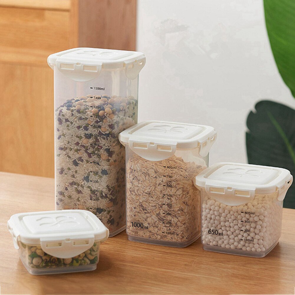 240/650/1000/1800ML Sealed Kitchen Storage Box Transparent Food Canister Keep Fresh Clear Noodle Storage Kitchen Accessories