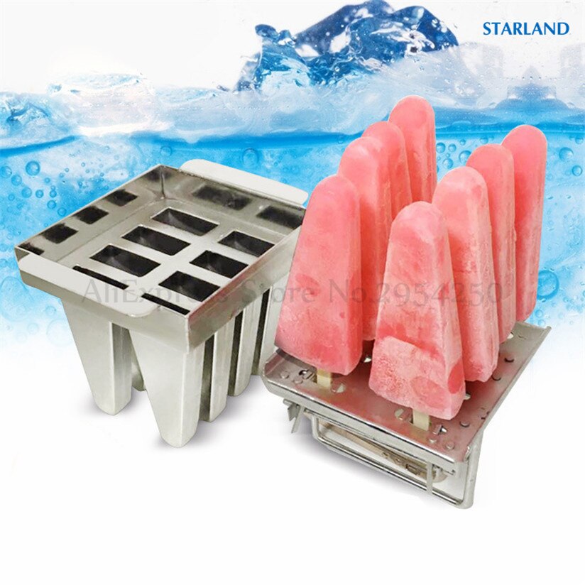 Stainless Steel DIY Ice Pop Molds Ice Lolly Popsicle Moulds Stick Holder 8 Cells/Batch Six Options Home Ice-Pop Molds
