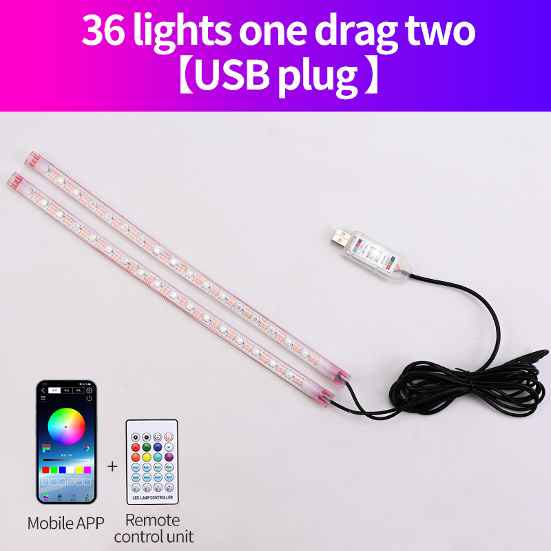 Tira de atmósfera para el pie del coche, luz LED con aplicación remota, Control, iluminación USB, sincronización de música, brillo ajustado, luz ambiental libre, 1 Uds.: 8000 K blanco azul
