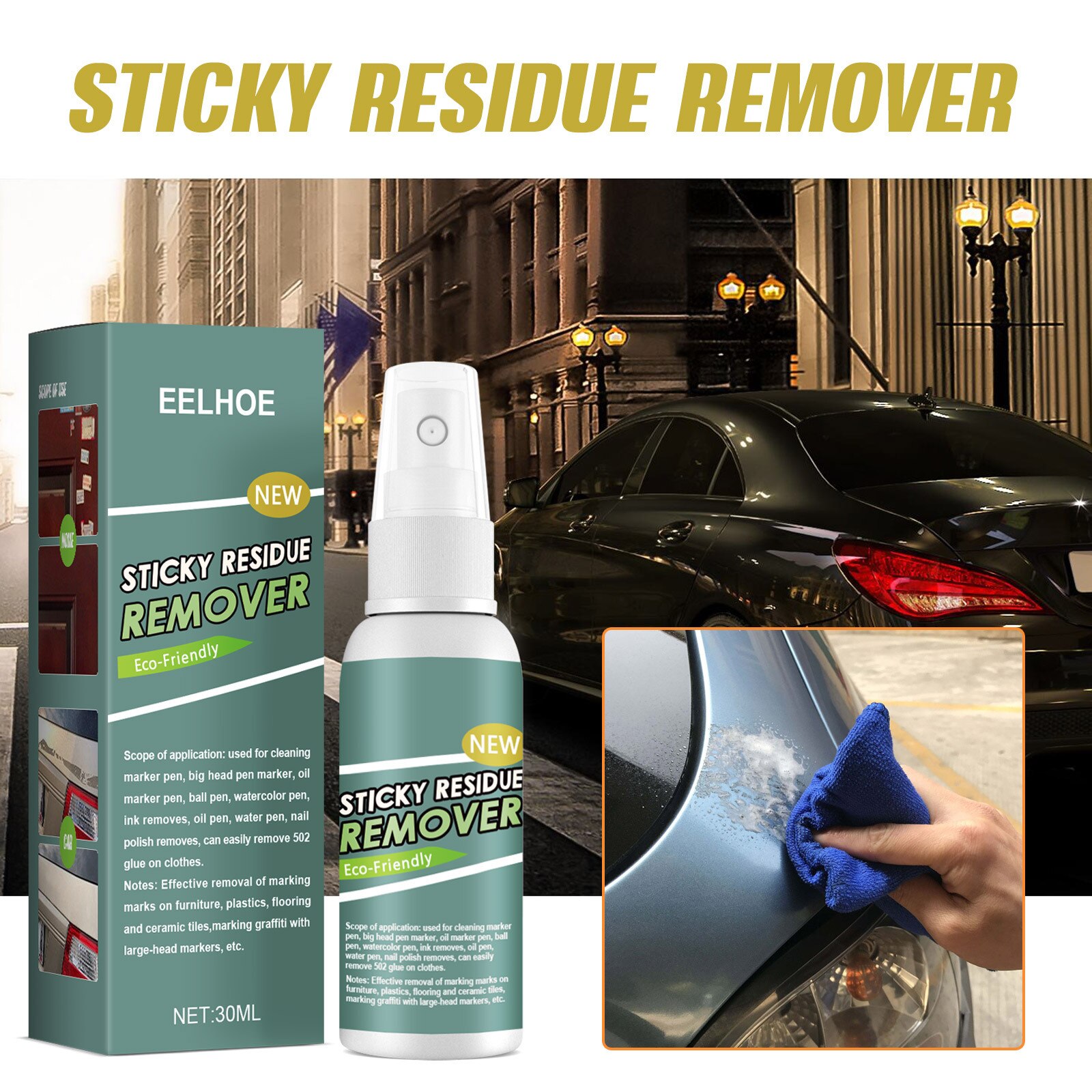 30ml Quick And Easy Sticker Remover Sticky Residue Remover Sticky Cleaner Spray For Car Glass Label Cleaner Adhesive Glue Spray