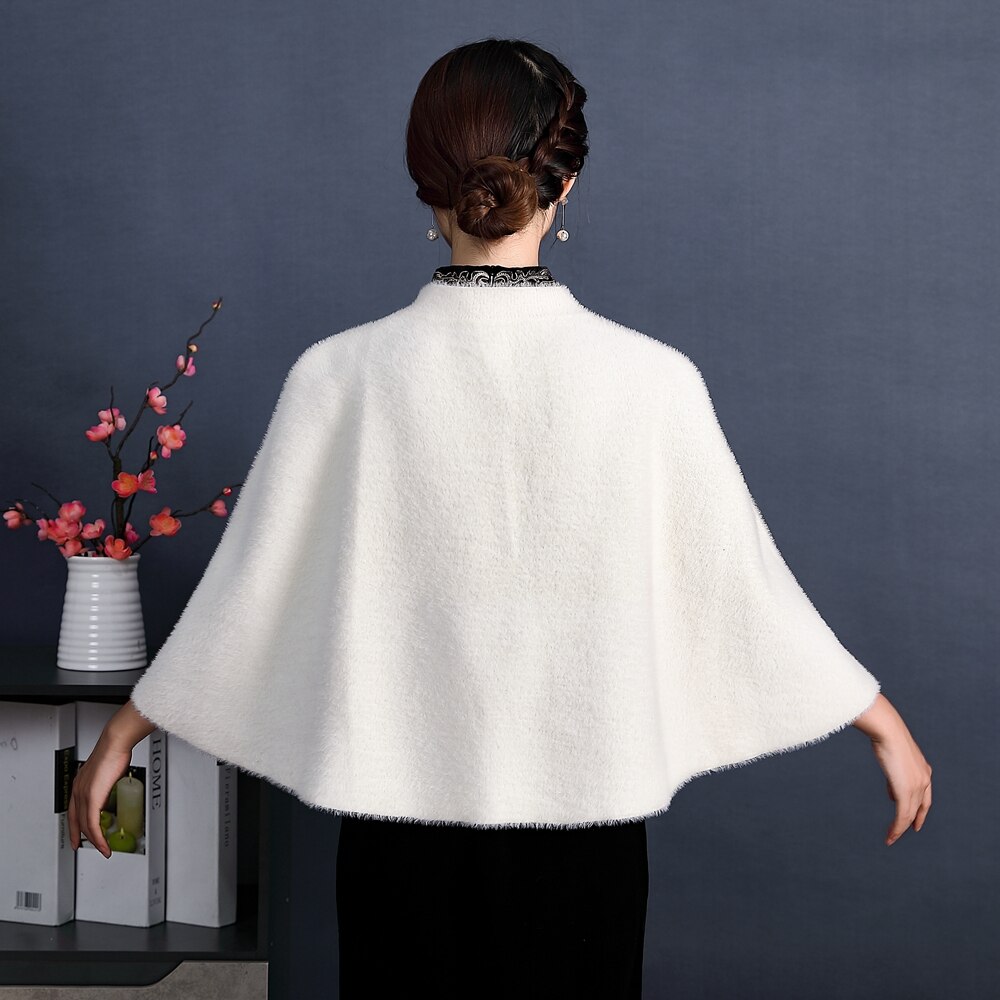 Manteau de mariage en fausse fourrure, veste chaude d&#39;hiver, boléro ivoire de , Cape de fête,