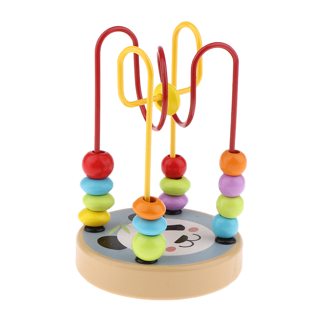 Farverige træperle labyrint rutsjebane aktivitet terning uddannelsesmæssig abacus perler cirkel legetøj til børn baby småbørn børn: Panda
