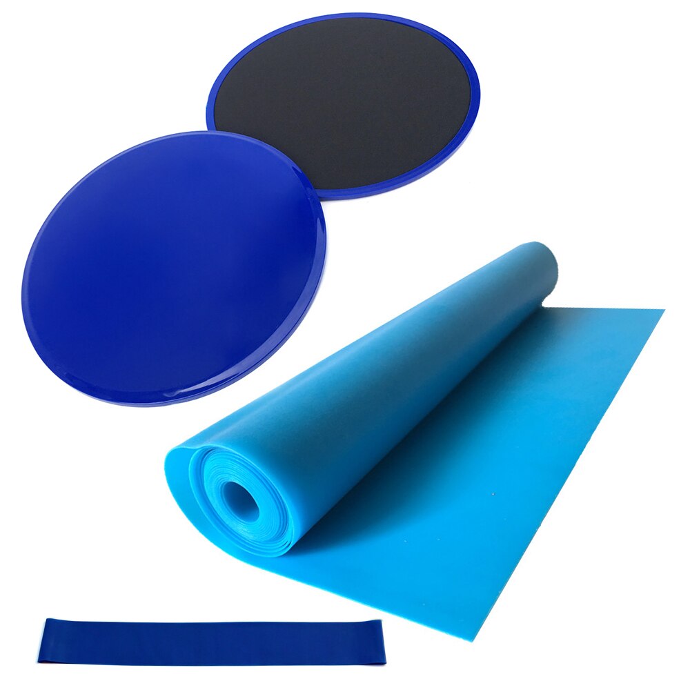 4-Piece Yoga Equipment Set - Core Sliders, Resistance Loop Band, Latex Strap