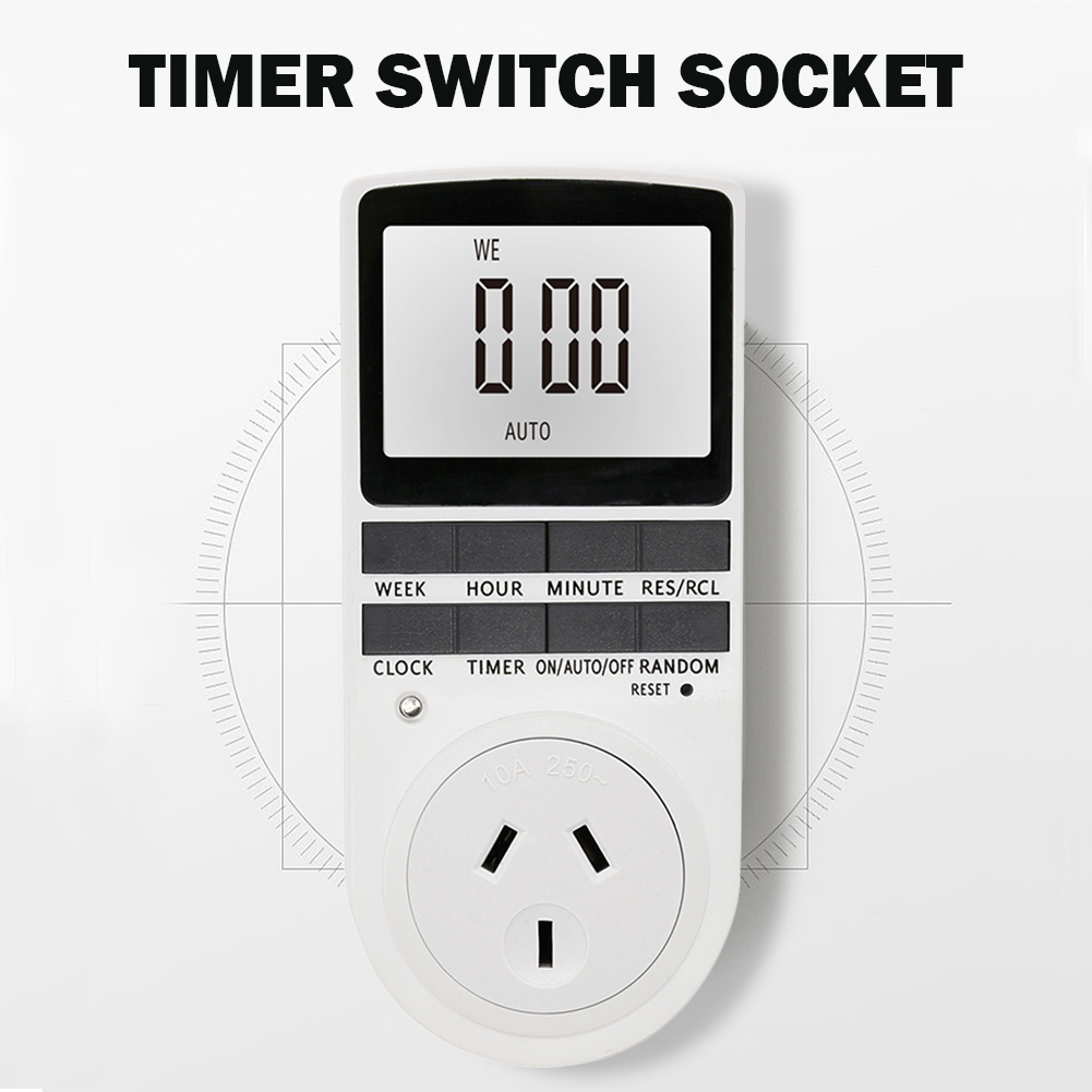 Digital timerbrytare uttag 240v programmerbara tidsuttag au-kontakt inomhus tidsinställd strömbrytare lcd-skärm för hushållskök