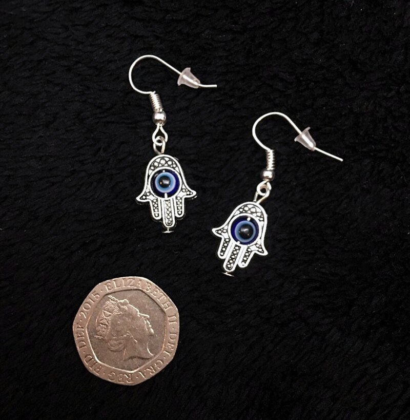 Mini hamsa käsi korvakorut fatiman käsi henkinen jooga buddha paha silmä riipus suoja onnen onnea rakkaus uskonnollinen nastat silmä