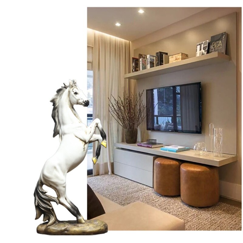 European War Horse Sculpture Statue Resin Home Decoration Accessories Domineering Animal Statue Modern Craft Statue