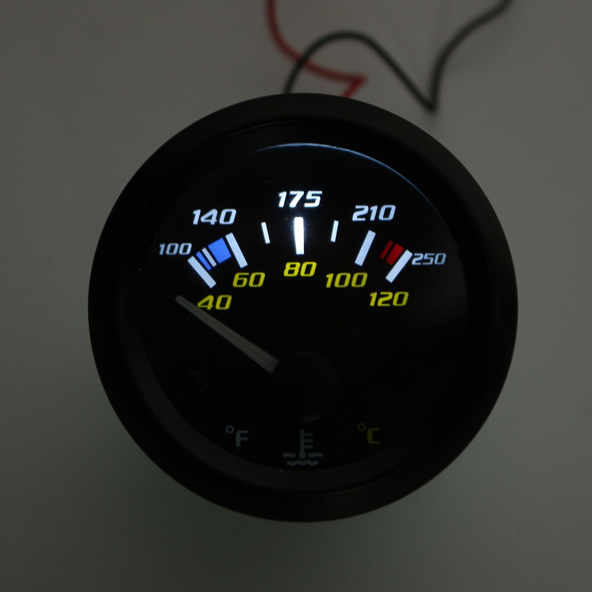 1Pc 2 "52Mm Auto Water Temperatuur Meter Met Sensor 100 °F Tot 250 °F / 40 Te 120 Backlight Auto Meters
