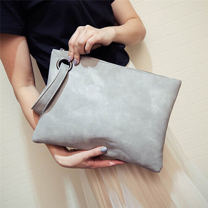 Solid Handbag Women's Clutch Bag Leather Women Envelope Bag Zipper Evening Bag Female Clutches Handbag