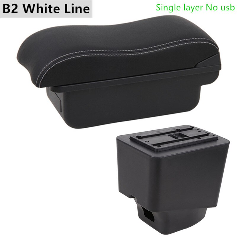 Armrest Box for Renault Captur Kaptur Leather Arm Rest Center Console Storage USB Car Accessory: B2 White Line